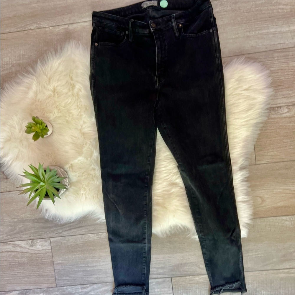 MADEWELL | Distressed Hi-Rise Black Skinny Jeans dyed denim Pants (Sz 33)